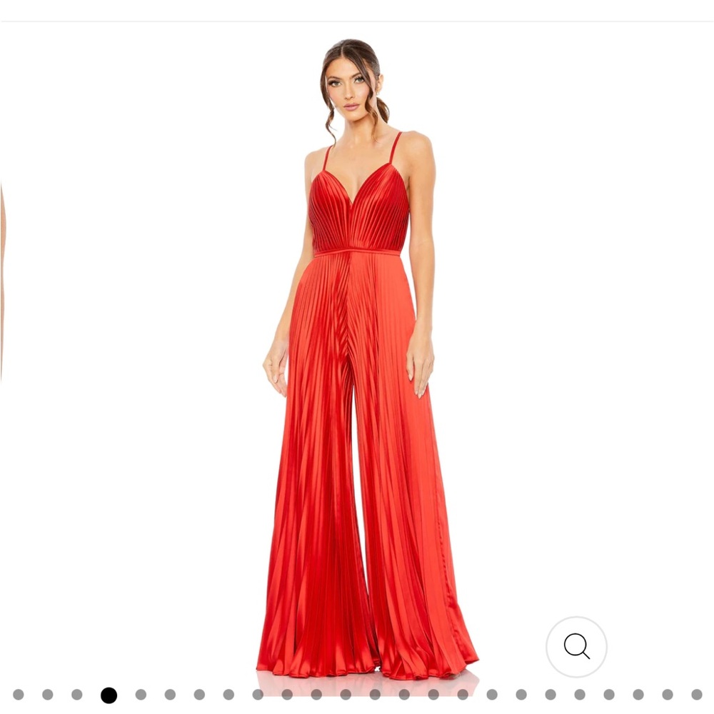 MacDuggal Red Pleated Jumpsuit